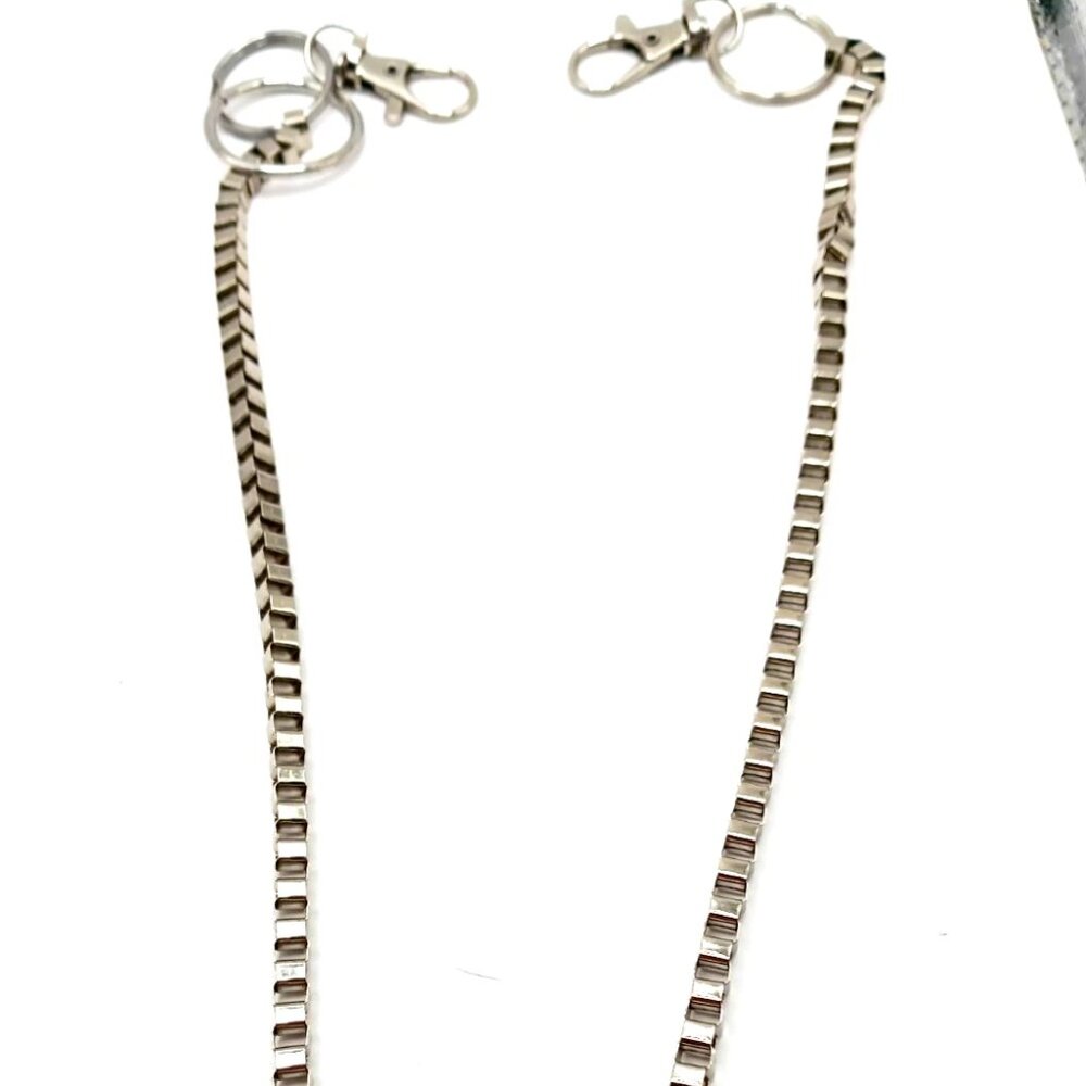 Mens Long   Single Layer  Metal  Wallet  Or Pants   Box Chain 24 Inches